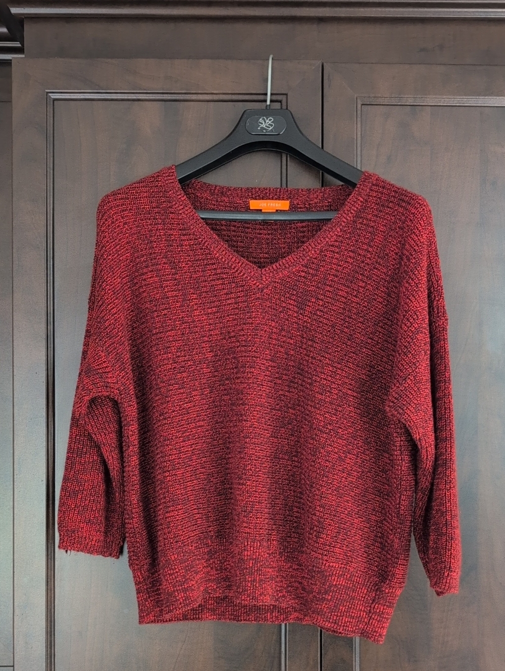 Joe Fresh Marled Wine V-Neck Sweater